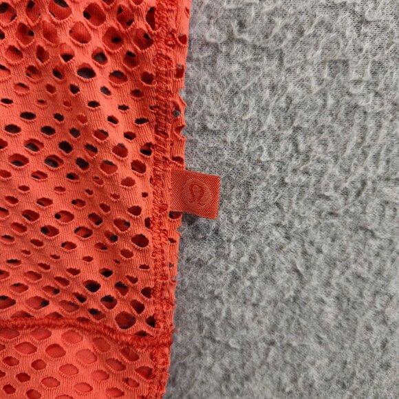 Lululemon Top Womens 8 Sunset Orange Sweat Your Heart Out Crop Mesh Netted - Picture 5 of 14